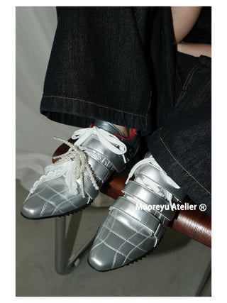 silver lace sneakers