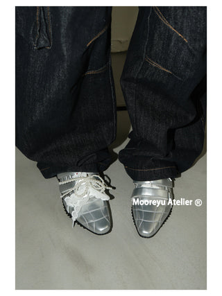 silver lace sneakers