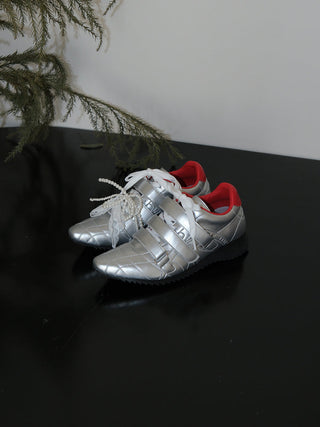 silver lace sneakers