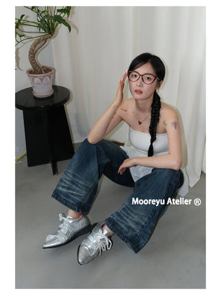 silver lace sneakers