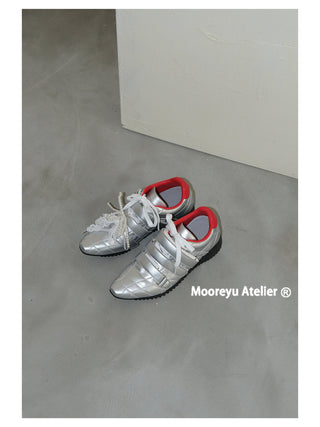 silver lace sneakers