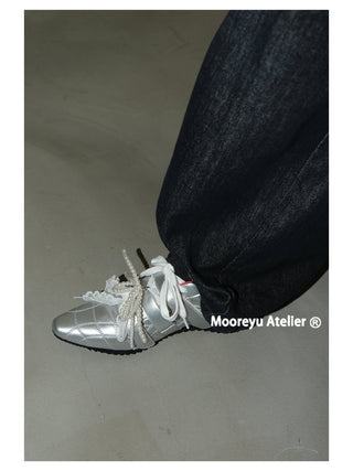 silver lace sneakers
