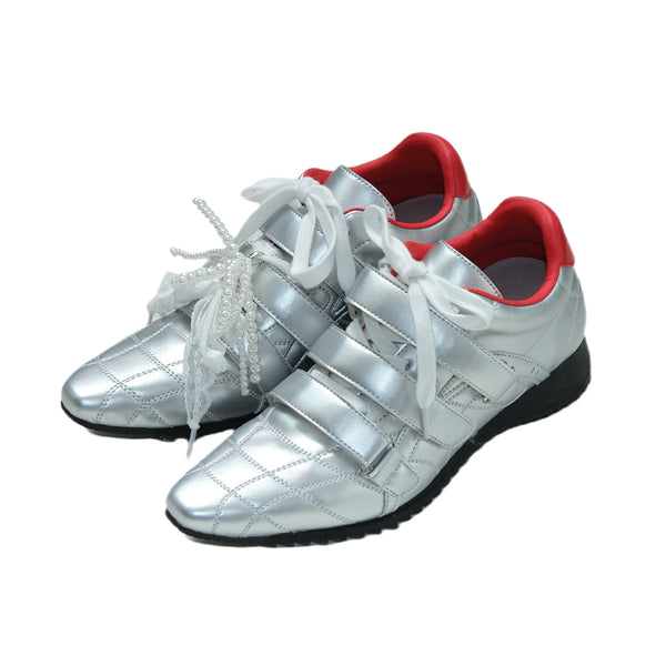 silver lace sneakers
