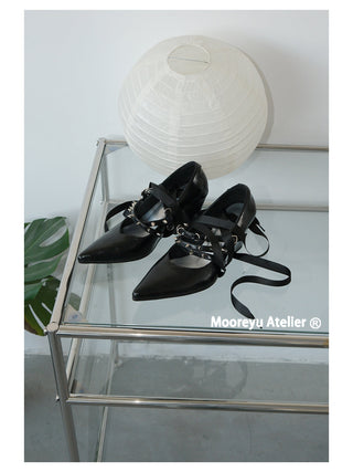 black pointed heels