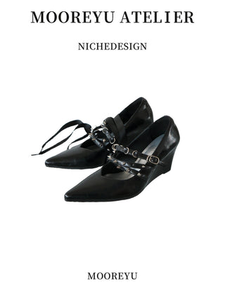 black pointed heels