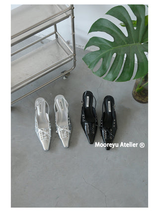 silver kitten heels