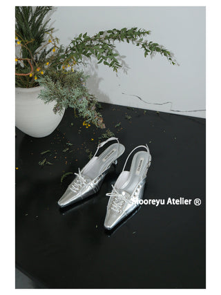 silver kitten heels