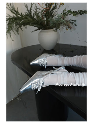 silver kitten heels