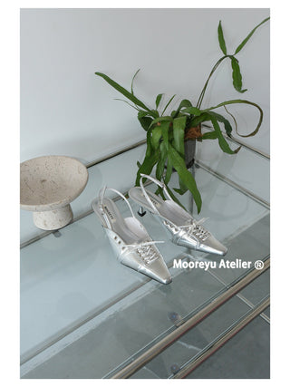 silver kitten heels