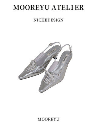 silver kitten heels