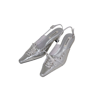 silver kitten heels