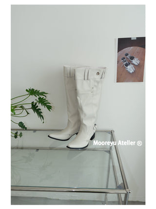 white pointed boots