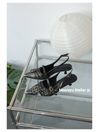 silver buckle mules