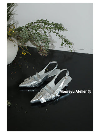 silver buckle mules