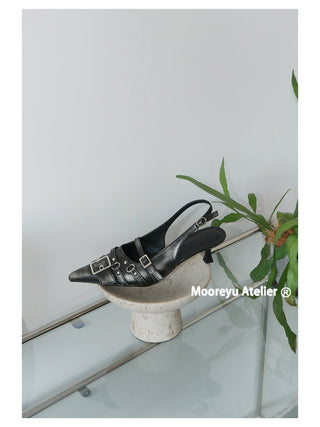 silver buckle mules
