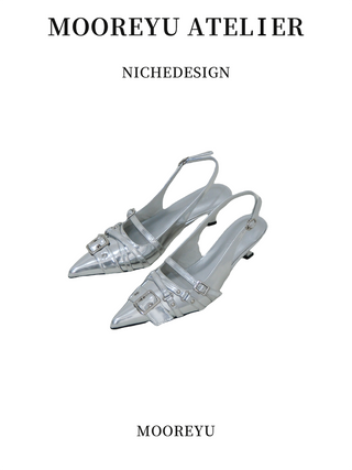 silver buckle mules