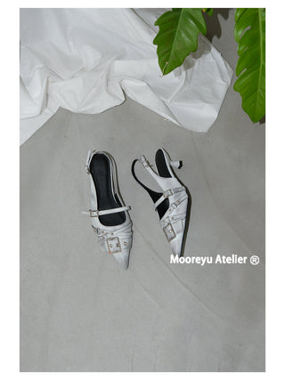 silver buckle mules