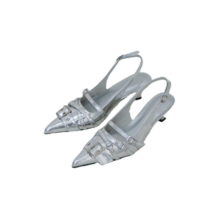 silver buckle mules