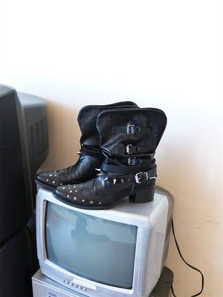 pleated western boots