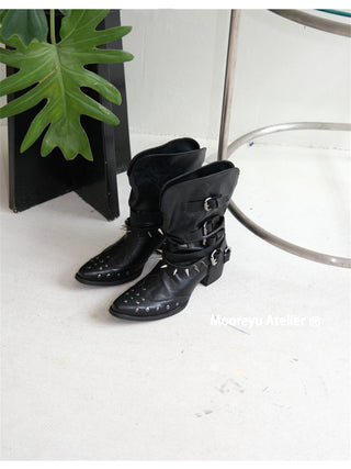 pleated western boots