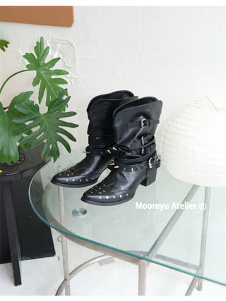 pleated western boots
