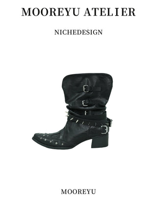 pleated western boots