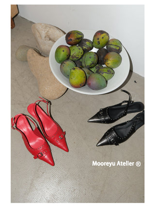 red stiletto mules