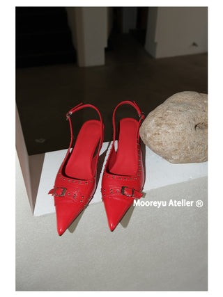 red stiletto mules
