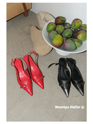 red stiletto mules