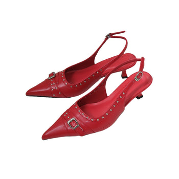 red stiletto mules