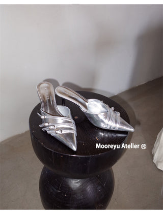 silver mule heels