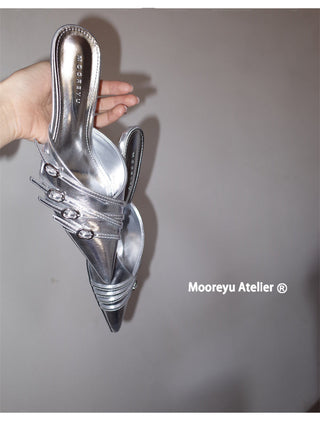 silver mule heels