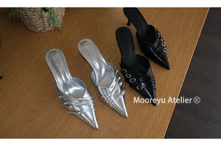 silver mule heels