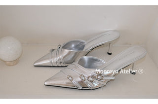 silver mule heels