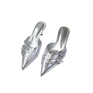 silver mule heels