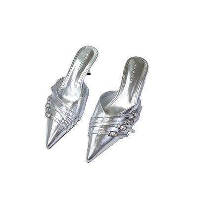 silver mule heels