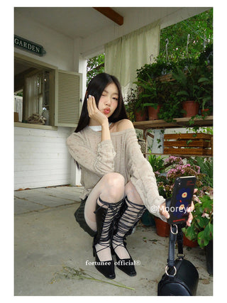 mesh knee boots