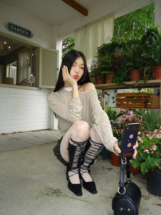 mesh knee boots