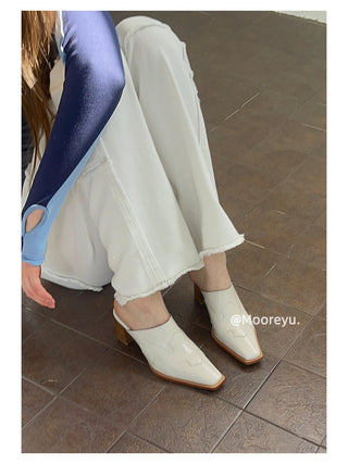 silver platform mules