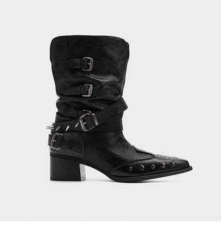 Riveted Denim Short Boots