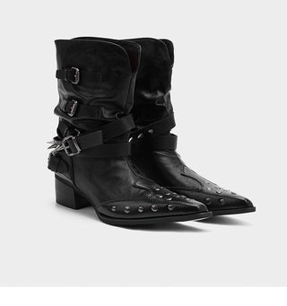 Riveted Denim Short Boots