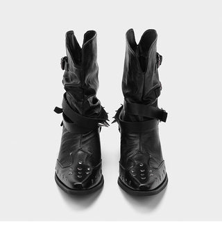 Riveted Denim Short Boots
