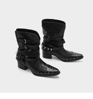 Riveted Denim Short Boots