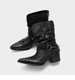 Riveted Denim Short Boots