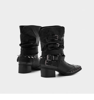 Riveted Denim Short Boots