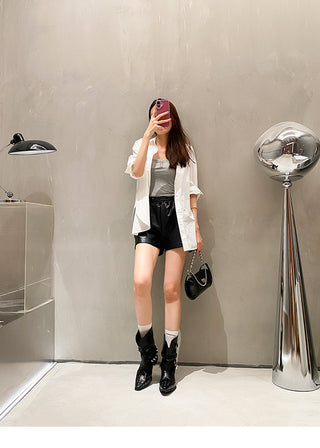 Riveted Denim Short Boots