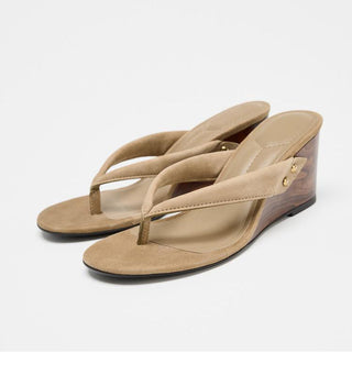 Wood Grain Heel Sandals