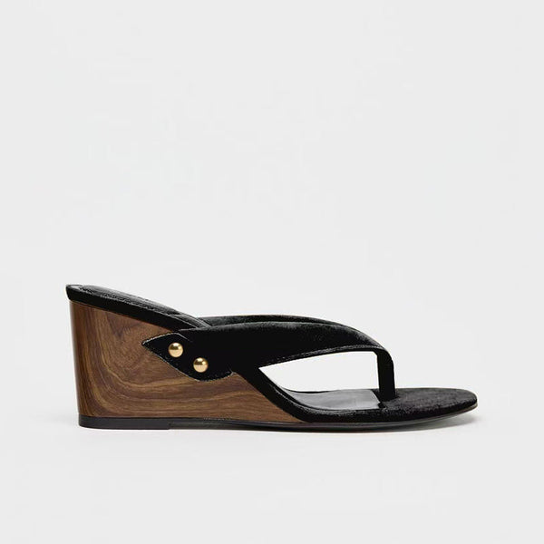 Wood Grain Heel Sandals