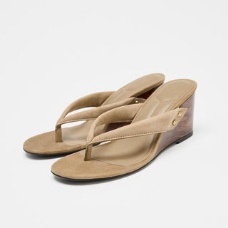 Wood Grain Heel Sandals