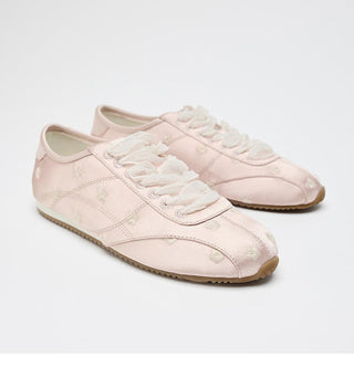 Embroidered Low Heel Flats